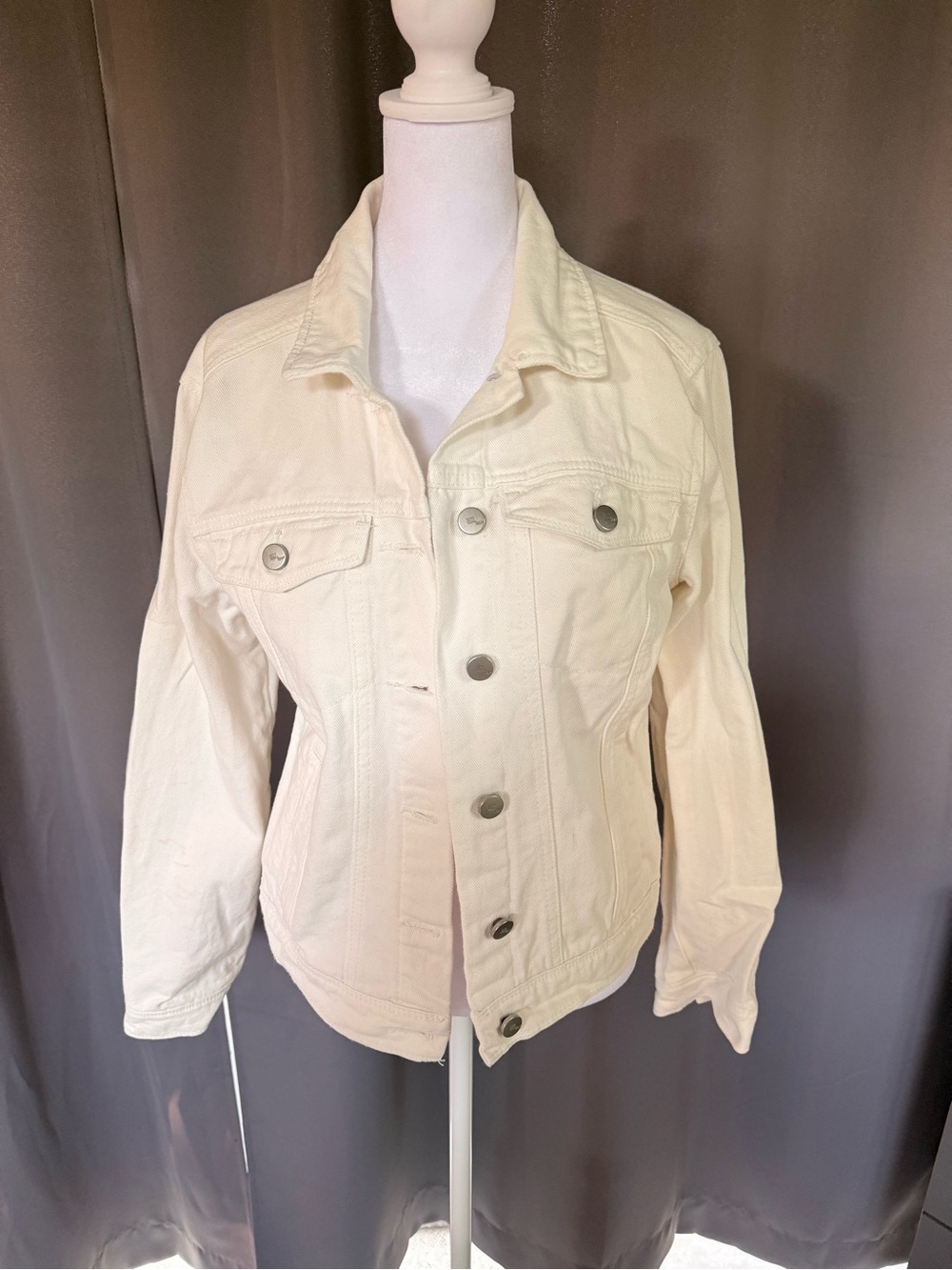 1822 Denim Cream Jean Jacket with Button Front
